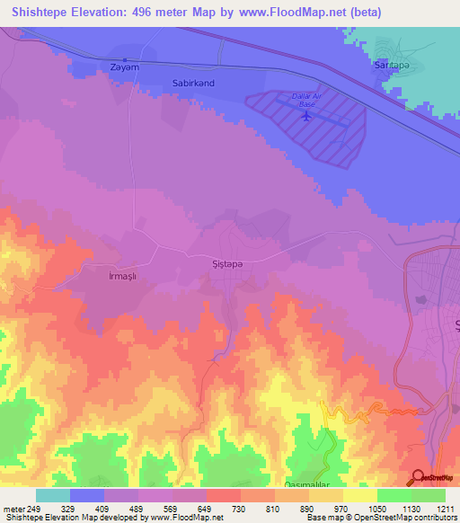 Shishtepe,Azerbaijan Elevation Map