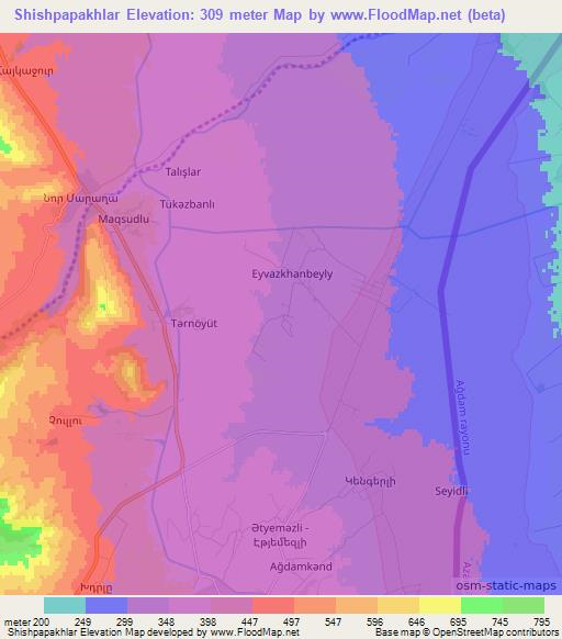 Shishpapakhlar,Azerbaijan Elevation Map