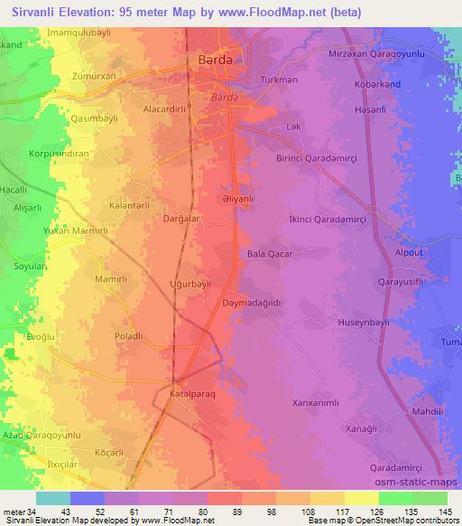 Sirvanli,Azerbaijan Elevation Map