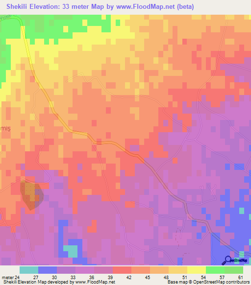 Shekili,Azerbaijan Elevation Map