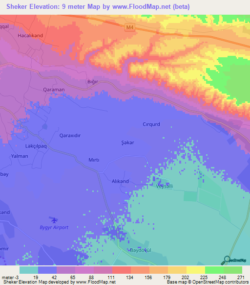 Sheker,Azerbaijan Elevation Map