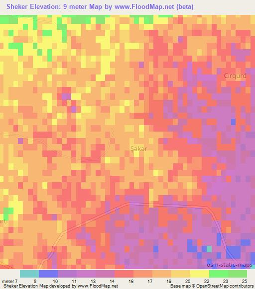 Sheker,Azerbaijan Elevation Map