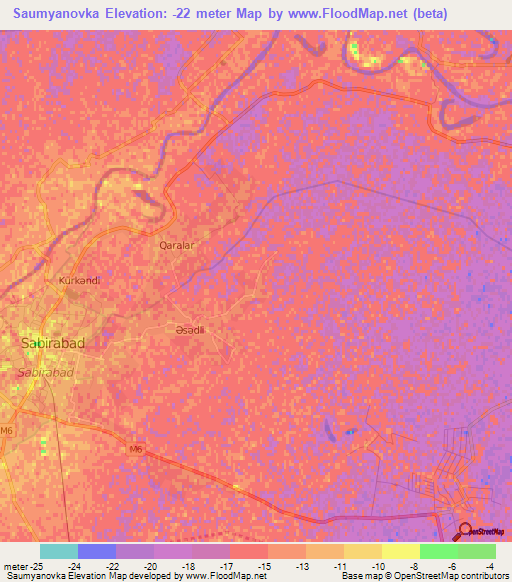 Saumyanovka,Azerbaijan Elevation Map
