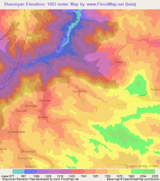 Shaumyan,Azerbaijan Elevation Map