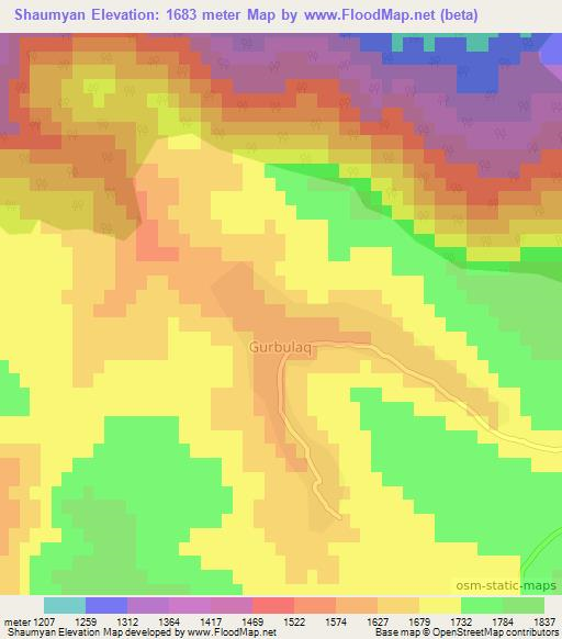 Shaumyan,Azerbaijan Elevation Map