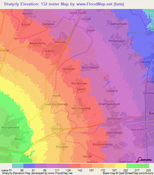 Shatyrly,Azerbaijan Elevation Map