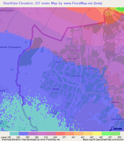 Sharifoba,Azerbaijan Elevation Map
