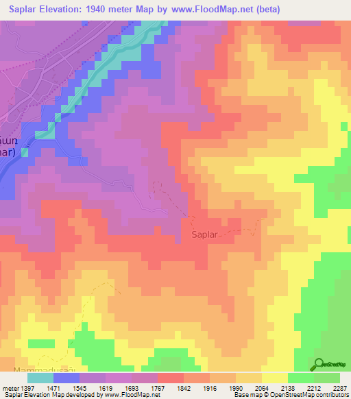 Saplar,Azerbaijan Elevation Map