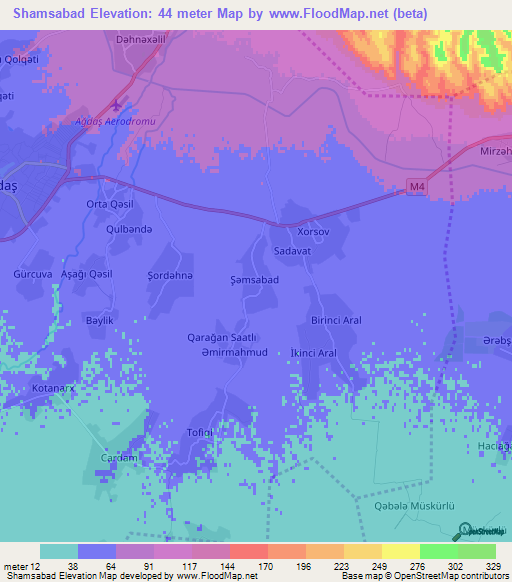 Shamsabad,Azerbaijan Elevation Map