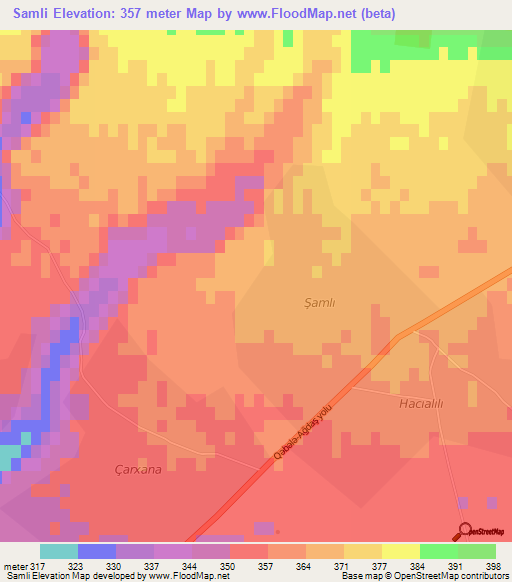 Samli,Azerbaijan Elevation Map