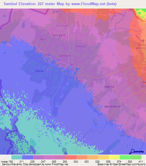 Sambul,Azerbaijan Elevation Map