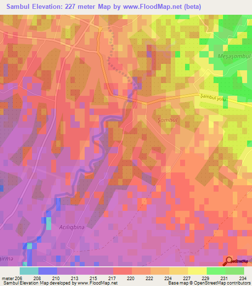 Sambul,Azerbaijan Elevation Map
