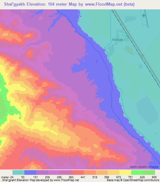 Shal'gyakh,Azerbaijan Elevation Map