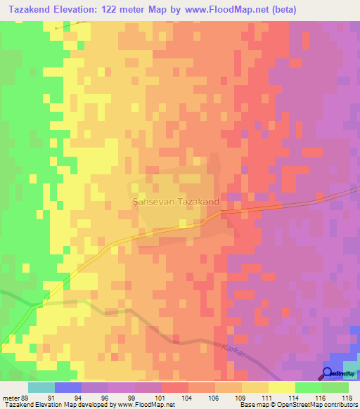 Tazakend,Azerbaijan Elevation Map