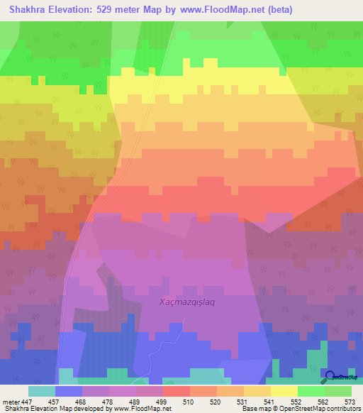 Shakhra,Azerbaijan Elevation Map