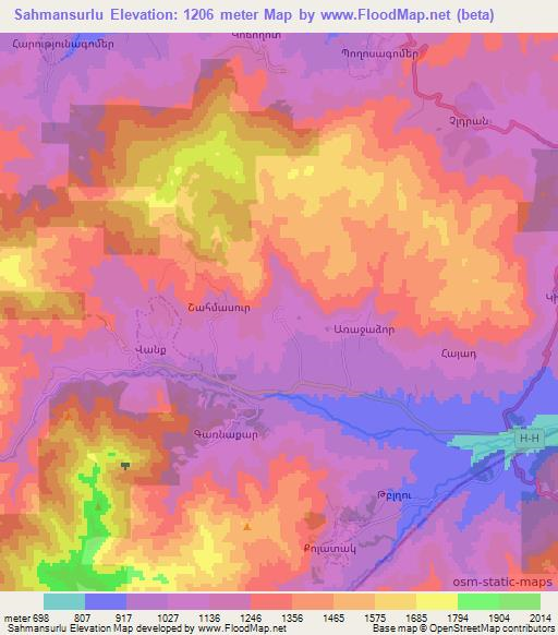 Sahmansurlu,Azerbaijan Elevation Map