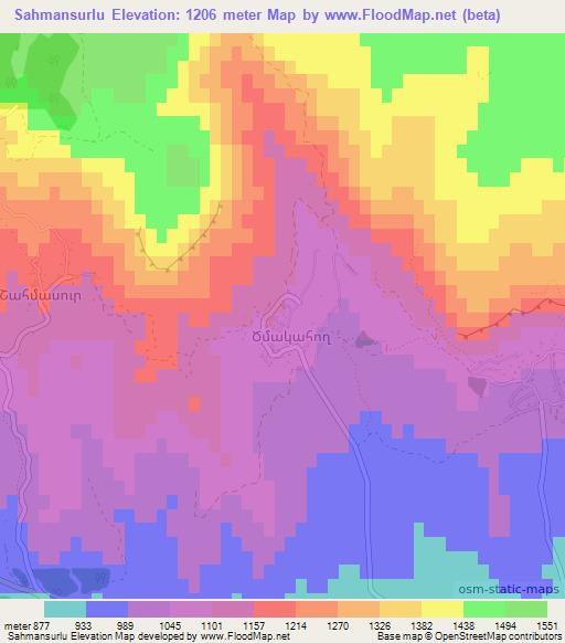Sahmansurlu,Azerbaijan Elevation Map