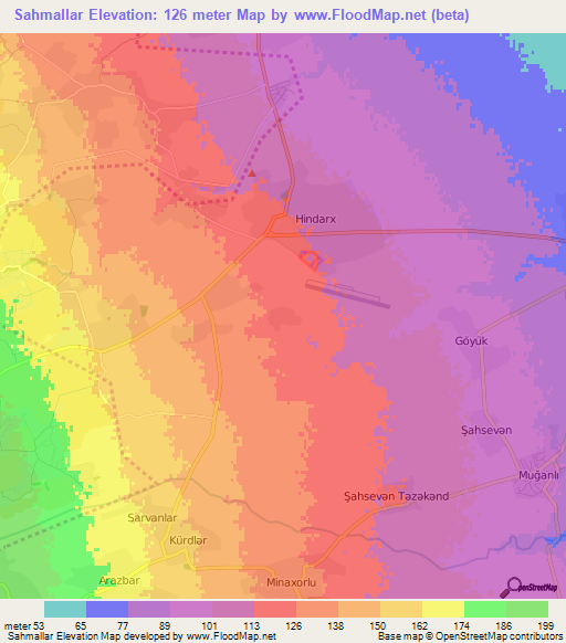 Sahmallar,Azerbaijan Elevation Map