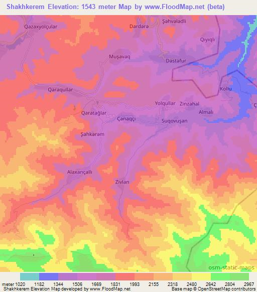 Shakhkerem,Azerbaijan Elevation Map