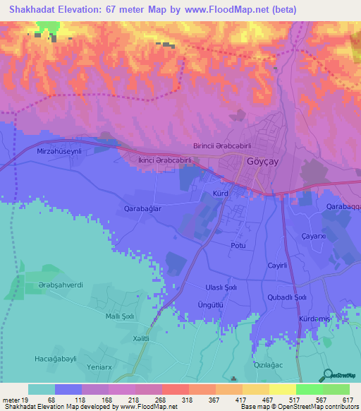 Shakhadat,Azerbaijan Elevation Map