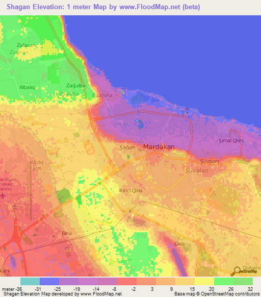 Shagan,Azerbaijan Elevation Map