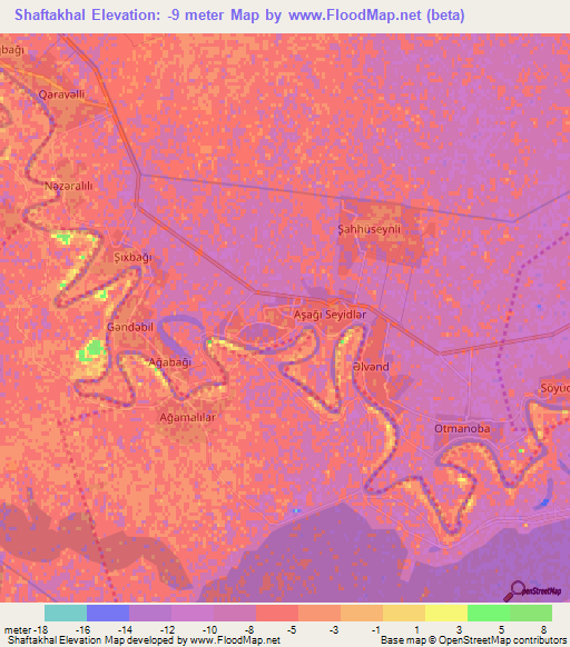 Shaftakhal,Azerbaijan Elevation Map