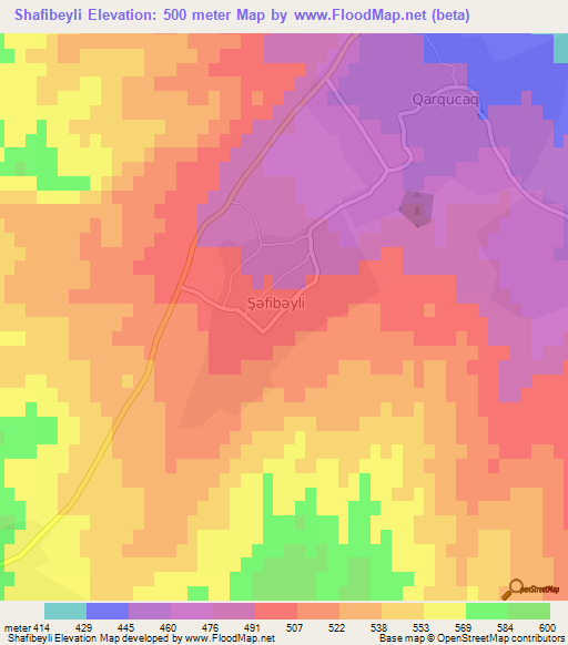 Shafibeyli,Azerbaijan Elevation Map