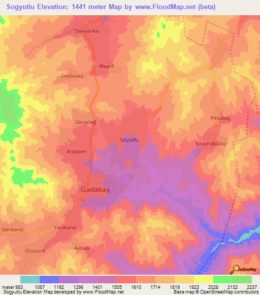 Sogyutlu,Azerbaijan Elevation Map