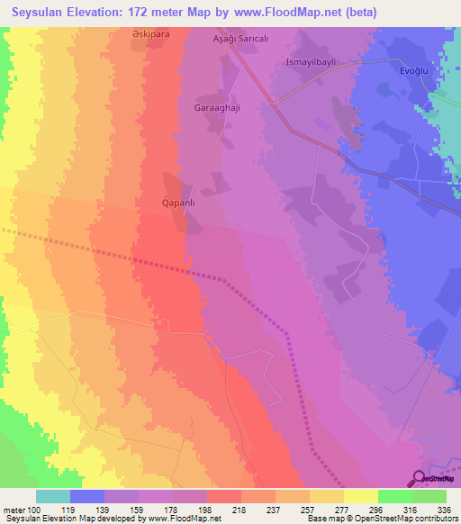 Seysulan,Azerbaijan Elevation Map