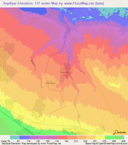 Seydlyar,Azerbaijan Elevation Map