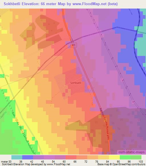 Sokhbetli,Azerbaijan Elevation Map