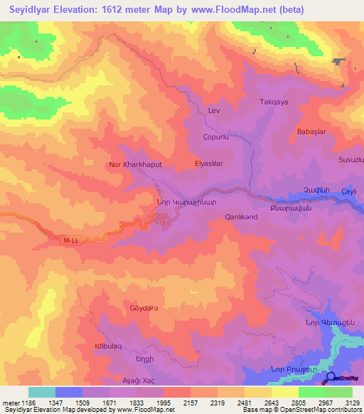 Seyidlyar,Azerbaijan Elevation Map