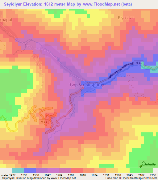 Seyidlyar,Azerbaijan Elevation Map