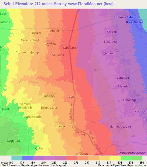 Seidli,Azerbaijan Elevation Map
