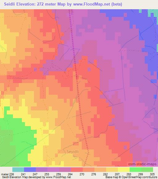 Seidli,Azerbaijan Elevation Map