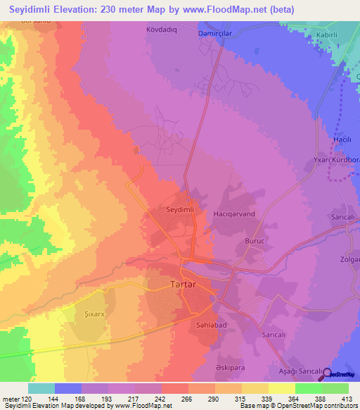 Seyidimli,Azerbaijan Elevation Map