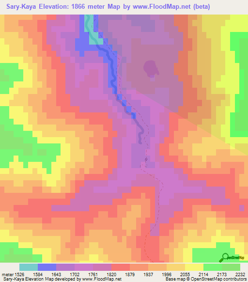 Sary-Kaya,Azerbaijan Elevation Map