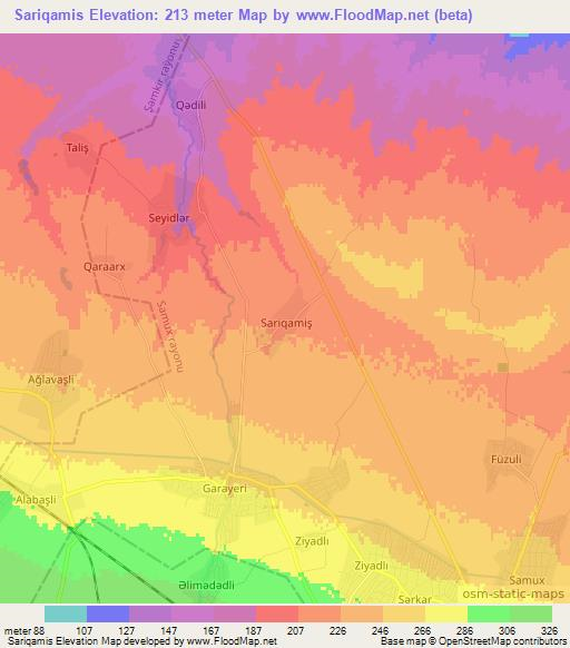 Sariqamis,Azerbaijan Elevation Map