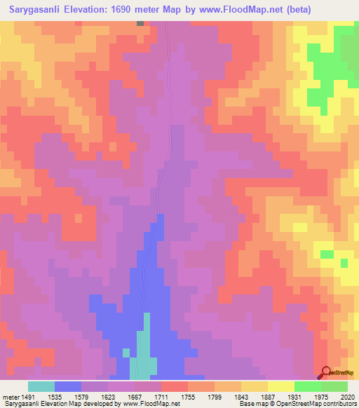 Sarygasanli,Azerbaijan Elevation Map