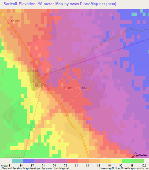 Saricali,Azerbaijan Elevation Map