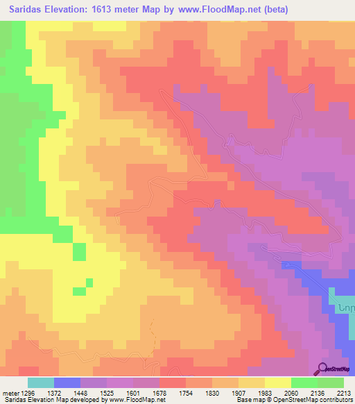 Saridas,Azerbaijan Elevation Map