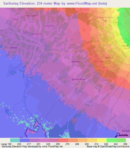 Saribulaq,Azerbaijan Elevation Map