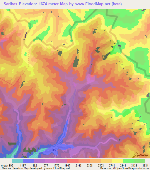 Saribas,Azerbaijan Elevation Map