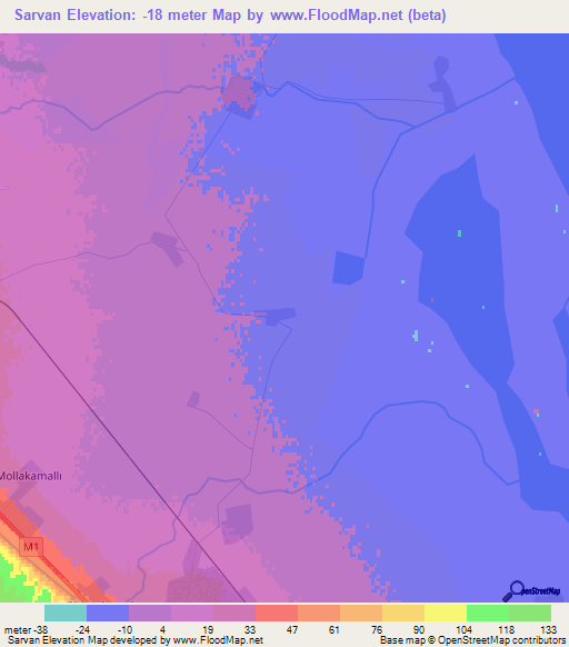 Sarvan,Azerbaijan Elevation Map
