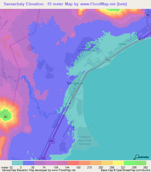 Sansachaly,Azerbaijan Elevation Map