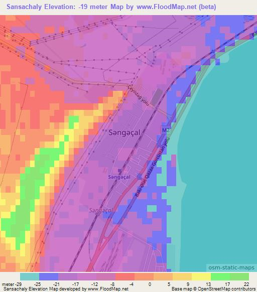 Sansachaly,Azerbaijan Elevation Map
