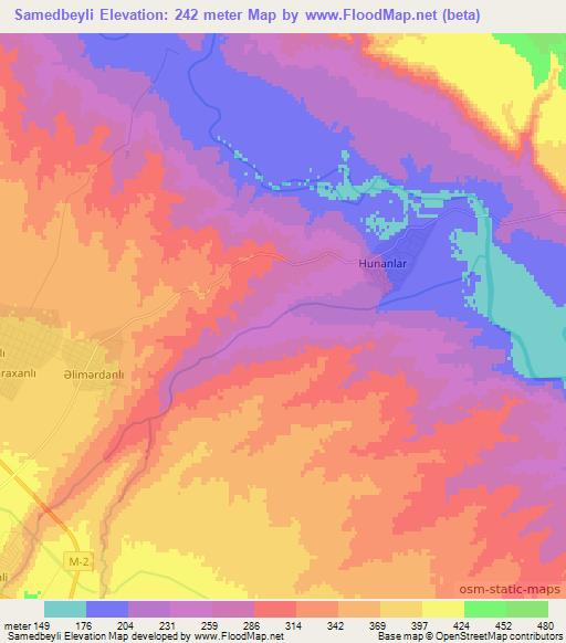 Samedbeyli,Azerbaijan Elevation Map