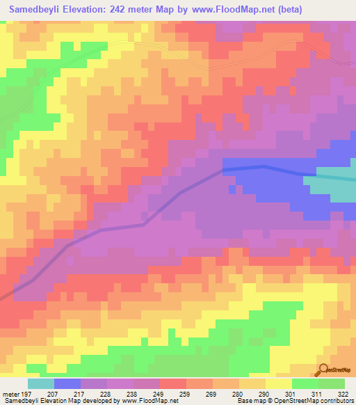 Samedbeyli,Azerbaijan Elevation Map
