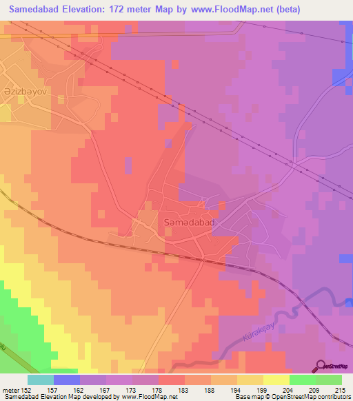 Samedabad,Azerbaijan Elevation Map