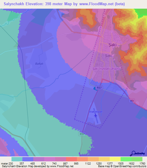 Salynchakh,Azerbaijan Elevation Map